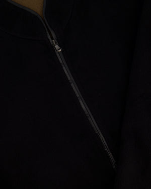 Unbranded Black Cashmere Varsity Bomber Jacket with Croc Embossed Detail Size XL (EU 52)