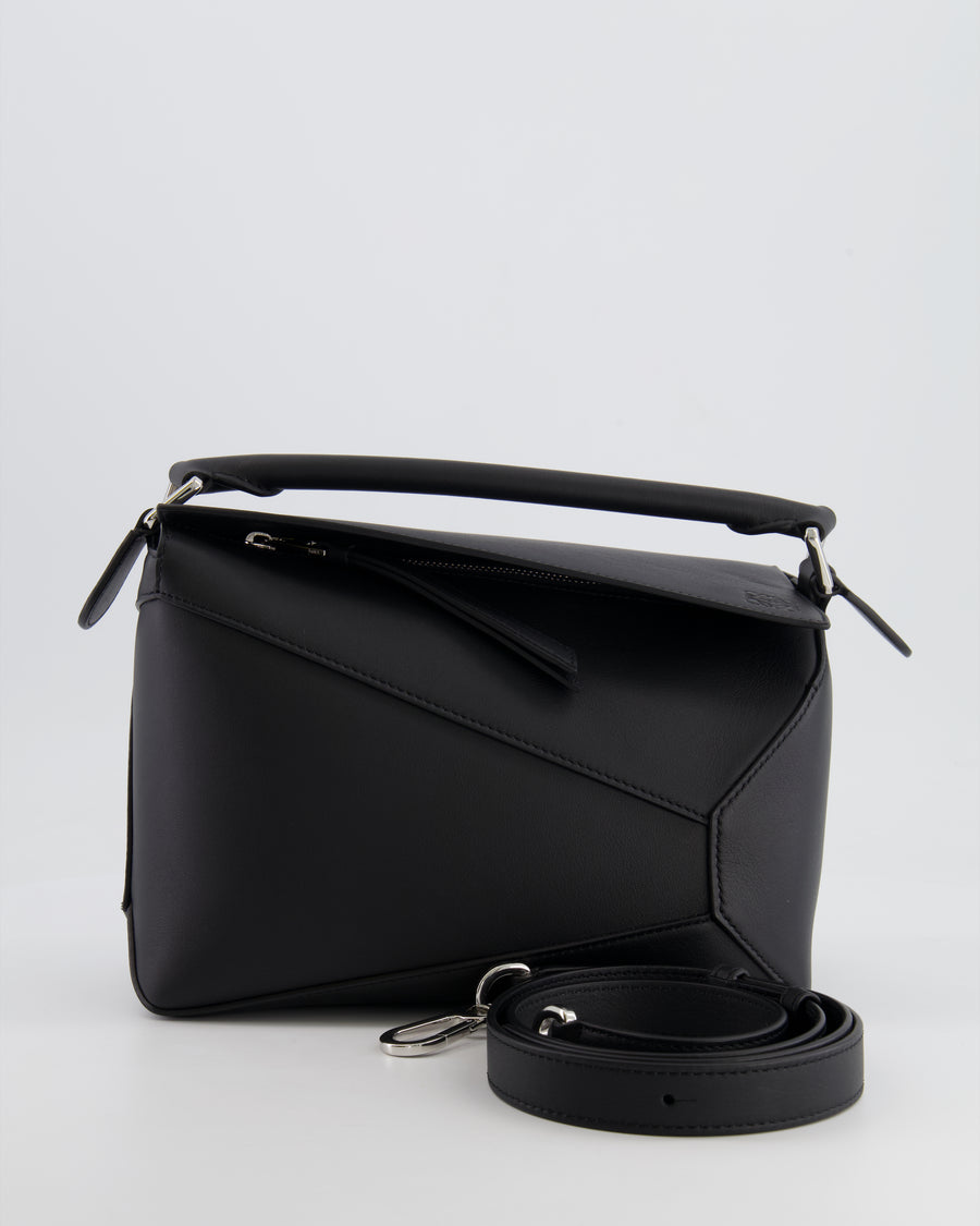 Loewe Black Small Puzzle Edge Bag in Calfskin Leather with Silver Hardware RRP £2,550