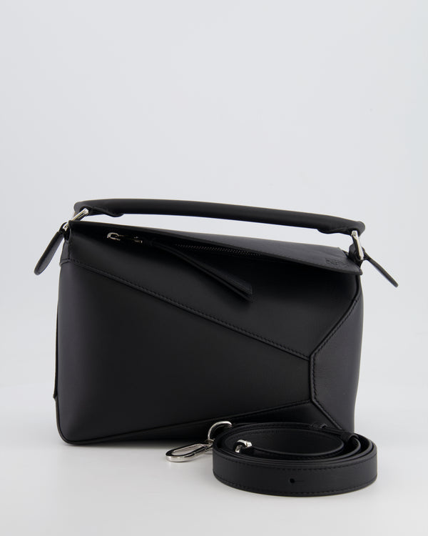 Loewe Black Medium Puzzle Edge Bag in Calfskin Leather with Silver Hardware RRP £2,550