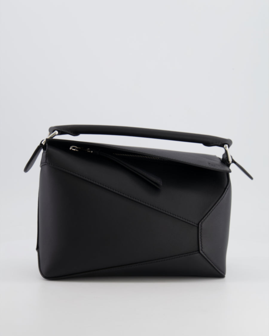 Loewe Black Small Puzzle Edge Bag in Calfskin Leather with Silver Hardware RRP £2,550