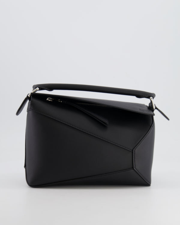 Loewe Black Medium Puzzle Edge Bag in Calfskin Leather with Silver Hardware RRP £2,550