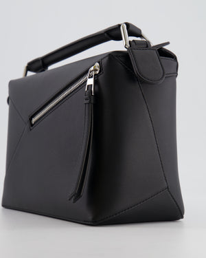 Loewe Black Small Puzzle Edge Bag in Calfskin Leather with Silver Hardware RRP £2,550