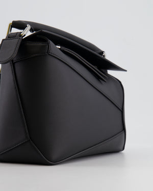 Loewe Black Small Puzzle Edge Bag in Calfskin Leather with Silver Hardware RRP £2,550