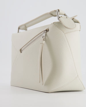 Loewe White Small Puzzle Edge Bag in Grained Calfskin Leather with Silver Hardware RRP £2,550