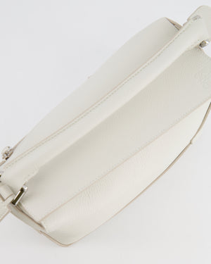 Loewe White Small Puzzle Edge Bag in Grained Calfskin Leather with Silver Hardware RRP £2,550