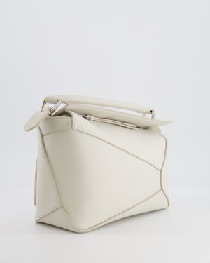 Loewe White Small Puzzle Edge Bag in Grained Calfskin Leather with Silver Hardware RRP £2,550