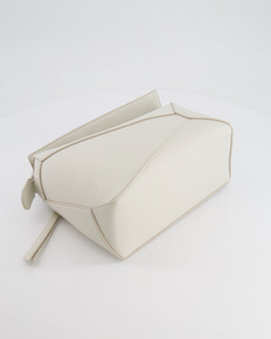 Loewe White Small Puzzle Edge Bag in Grained Calfskin Leather with Silver Hardware RRP £2,550