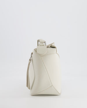 Loewe White Small Puzzle Edge Bag in Grained Calfskin Leather with Silver Hardware RRP £2,550