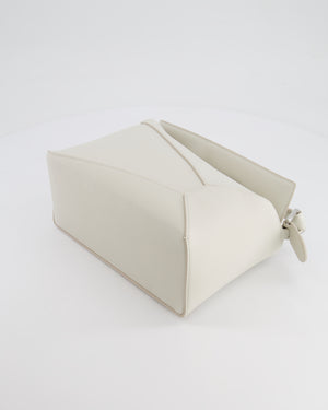 Loewe White Small Puzzle Edge Bag in Grained Calfskin Leather with Silver Hardware RRP £2,550