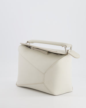 Loewe White Small Puzzle Edge Bag in Grained Calfskin Leather with Silver Hardware RRP £2,550