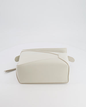 Loewe White Small Puzzle Edge Bag in Grained Calfskin Leather with Silver Hardware RRP £2,550