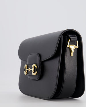 Gucci Horsebit 1955 Small Shoulder Bag in Black Calfskin Leather with Gold Hardware RRP £2,650