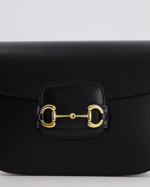 Gucci Horsebit 1955 Small Shoulder Bag in Black Calfskin Leather with Gold Hardware RRP £2,650