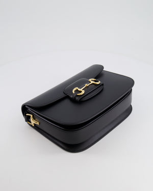 Gucci Horsebit 1955 Small Shoulder Bag in Black Calfskin Leather with Gold Hardware RRP £2,650