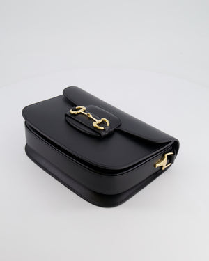 Gucci Horsebit 1955 Small Shoulder Bag in Black Calfskin Leather with Gold Hardware RRP £2,650