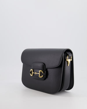 Gucci Horsebit 1955 Small Shoulder Bag in Black Calfskin Leather with Gold Hardware RRP £2,650