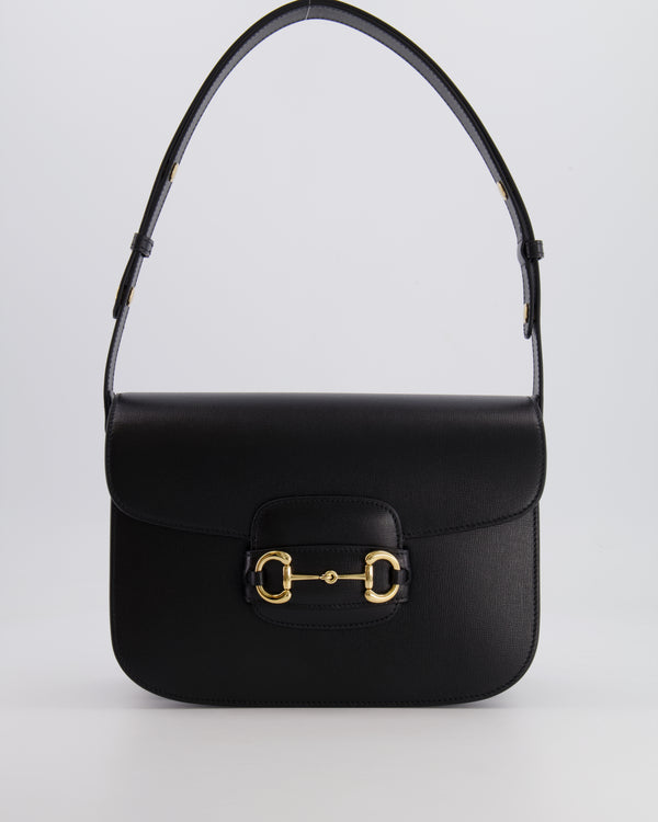 Gucci Horsebit 1955 Small Shoulder Bag in Black Calfskin Leather with Gold Hardware RRP £2,650