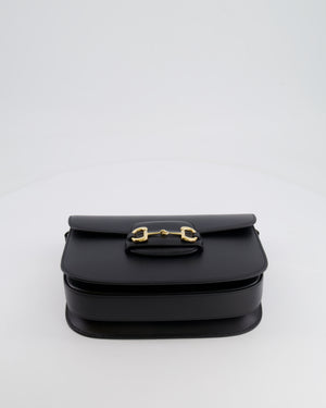 Gucci Horsebit 1955 Small Shoulder Bag in Black Calfskin Leather with Gold Hardware RRP £2,650