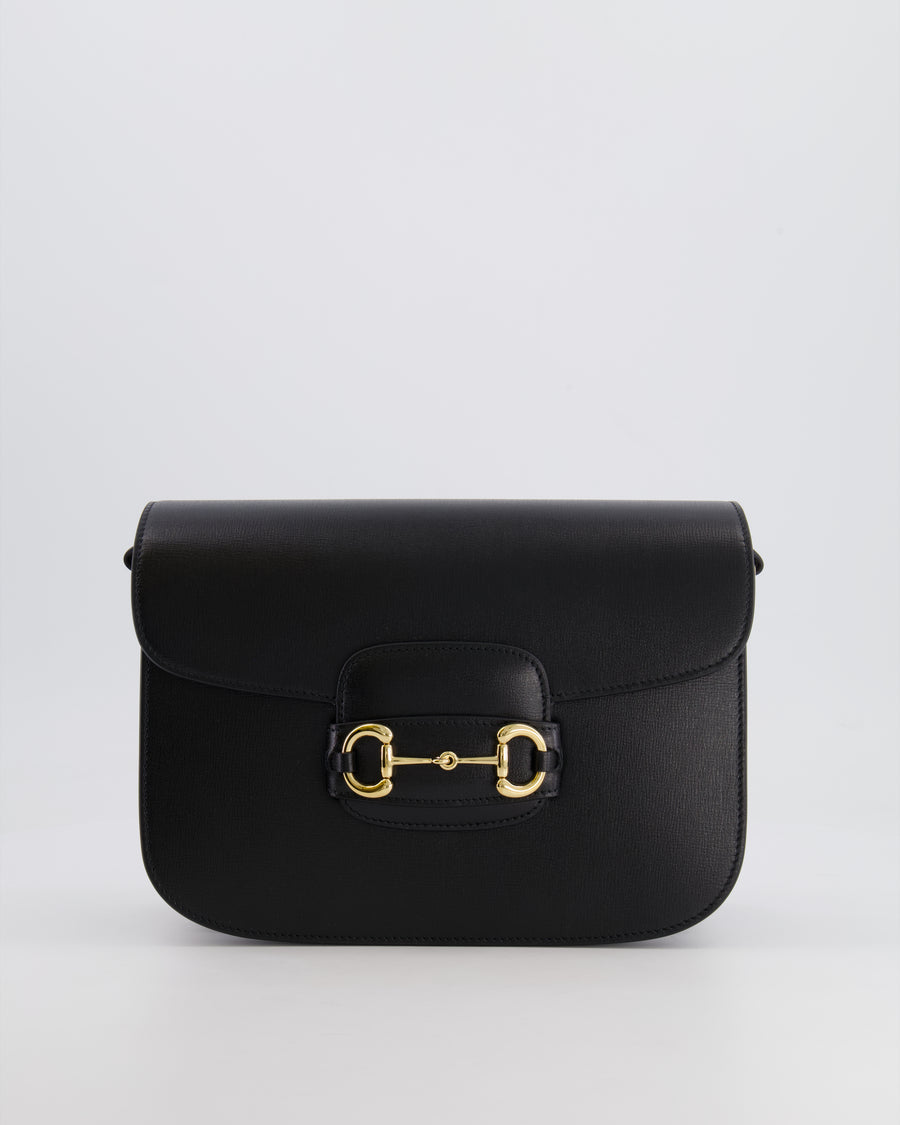 Gucci Horsebit 1955 Small Shoulder Bag in Black Calfskin Leather with Gold Hardware RRP £2,650