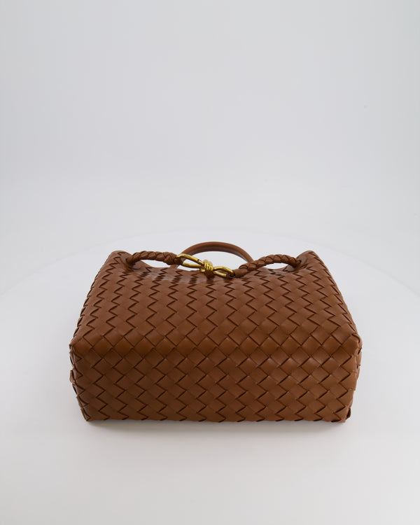 Bottega Veneta Medium Andiamo Bag in Cognac Intrecciato Leather with Gold Hardware RRP £4,030