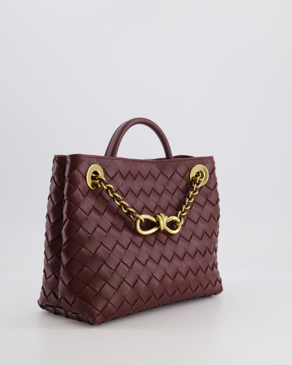 Bottega Veneta Barolo Small Andiamo Chain Intrecciato Leather Top Handle Bag with Sliding Cross-Body and Gold Knot and Chain Hardware RRP £3,670