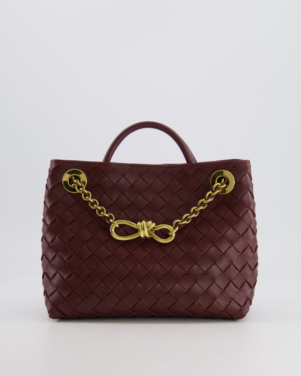 Bottega Veneta Barolo Small Andiamo Chain Intrecciato Leather Top Handle Bag with Sliding Cross-Body and Gold Knot and Chain Hardware RRP £3,670