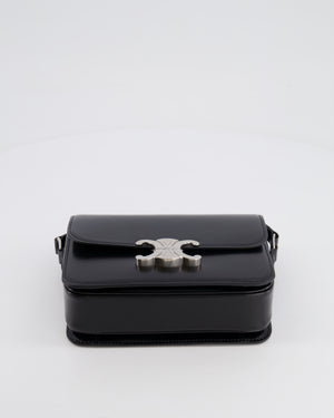 Celine Black Teen Triomphe Bag in Shiny Calfskin with Brushed Silver Hardware RRP £2850