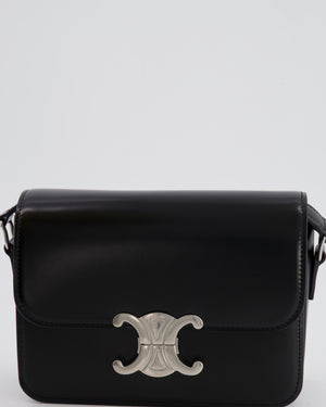 Celine Black Teen Triomphe Bag in Shiny Calfskin with Brushed Silver Hardware RRP £2850