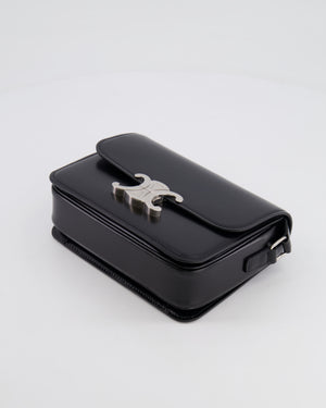 Celine Black Teen Triomphe Bag in Shiny Calfskin with Brushed Silver Hardware RRP £2850