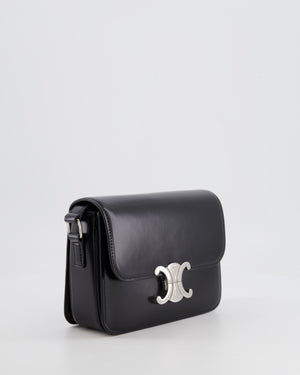 Celine Black Teen Triomphe Bag in Shiny Calfskin with Brushed Silver Hardware RRP £2850