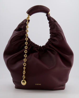 *HOT* Loewe Dark Burgundy Medium Squeeze Bag in Nappa Lambskin Leather and Gold Hardware RRP £3,650