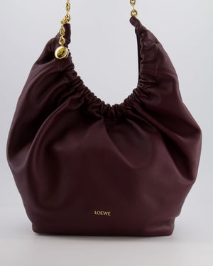 *HOT* Loewe Dark Burgundy Medium Squeeze Bag in Nappa Lambskin Leather and Gold Hardware RRP £3,650