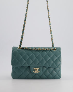 *HOT* Chanel Duck Egg Blue Small Double Flap Bag in Lambskin Leather with Champagne Gold Hardware