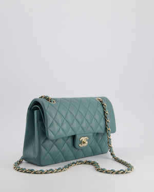 *HOT* Chanel Duck Egg Blue Small Double Flap Bag in Lambskin Leather with Champagne Gold Hardware