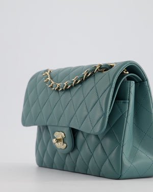 *HOT* Chanel Duck Egg Blue Small Double Flap Bag in Lambskin Leather with Champagne Gold Hardware