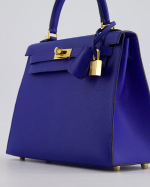 Hermès Kelly 25cm Sellier Bag in Bleu Royal Epsom Leather with Gold Hardware