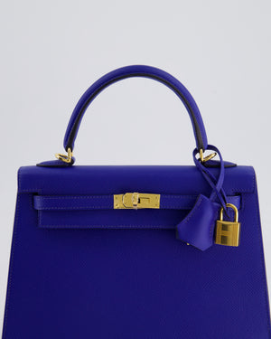 Hermès Kelly 25cm Sellier Bag in Bleu Royal Epsom Leather with Gold Hardware