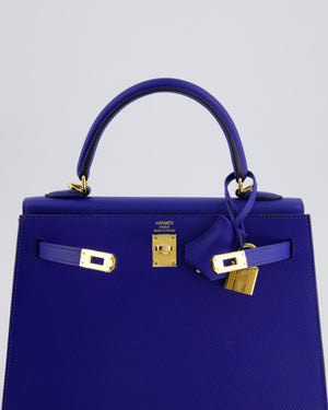 Hermès Kelly 25cm Sellier Bag in Bleu Royal Epsom Leather with Gold Hardware