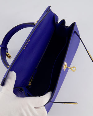 Hermès Kelly 25cm Sellier Bag in Bleu Royal Epsom Leather with Gold Hardware