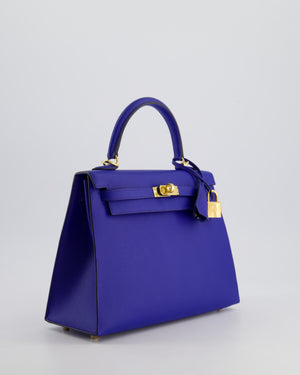 Hermès Kelly 25cm Sellier Bag in Bleu Royal Epsom Leather with Gold Hardware