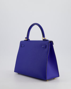 Hermès Kelly 25cm Sellier Bag in Bleu Royal Epsom Leather with Gold Hardware