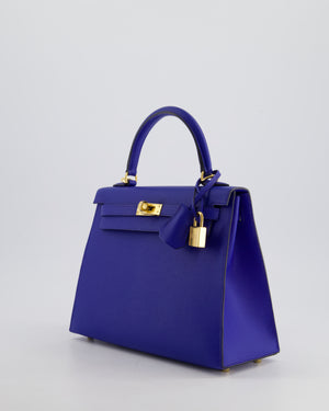 Hermès Kelly 25cm Sellier Bag in Bleu Royal Epsom Leather with Gold Hardware