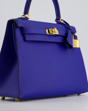 Hermès Kelly 25cm Sellier Bag in Bleu Royal Epsom Leather with Gold Hardware