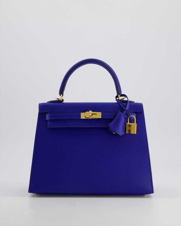 Hermès Kelly 25cm Sellier Bag in Bleu Royal Epsom Leather with Gold Hardware