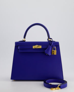 Hermès Kelly 25cm Sellier Bag in Bleu Royal Epsom Leather with Gold Hardware