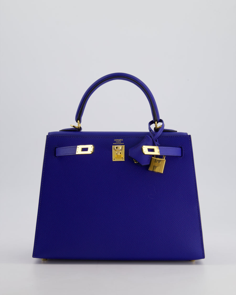 Hermès Kelly 25cm Sellier Bag in Bleu Royal Epsom Leather with Gold Hardware