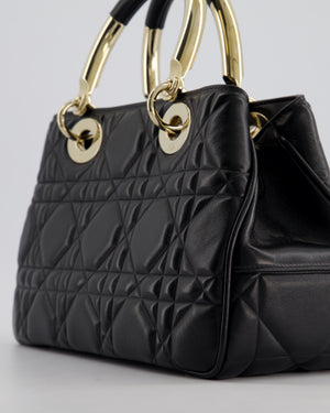 Christian Dior Black Lady 95.22 Bag in Cannage Lambskin Leather With Champagne Gold Hardware