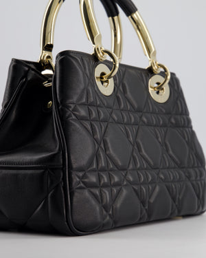 Christian Dior Black Lady 95.22 Bag in Cannage Lambskin Leather With Champagne Gold Hardware