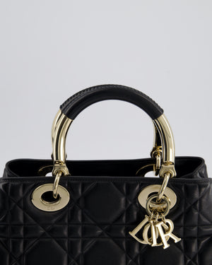 Christian Dior Black Lady 95.22 Bag in Cannage Lambskin Leather With Champagne Gold Hardware