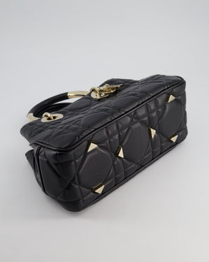 Christian Dior Black Lady 95.22 Bag in Cannage Lambskin Leather With Champagne Gold Hardware